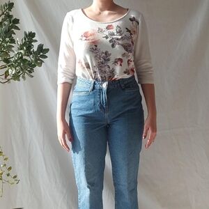 Anthropologie W5 White Floral Top